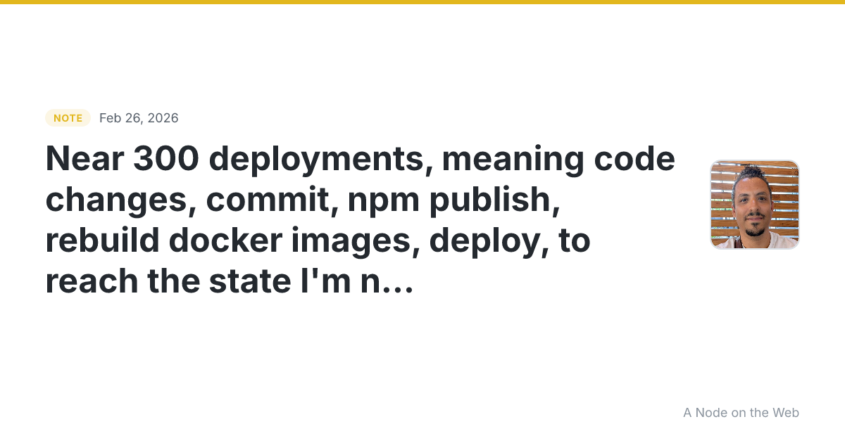 Near 300 deployments, meaning code changes, commit, npm publ...