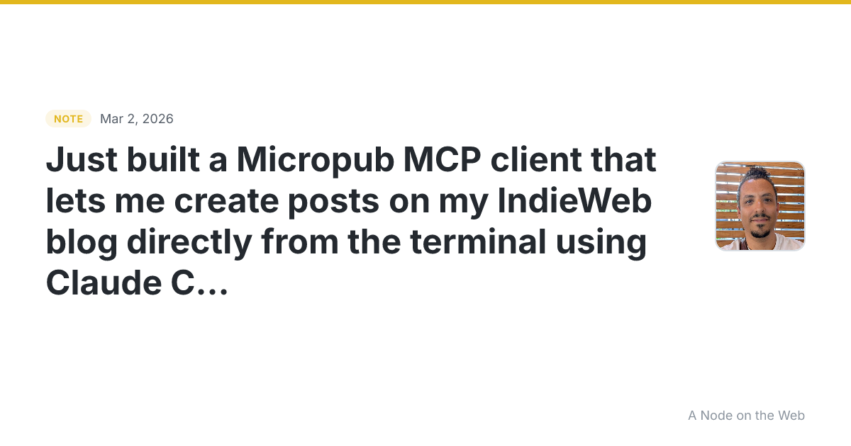 Just built a Micropub MCP client that lets me create posts o...