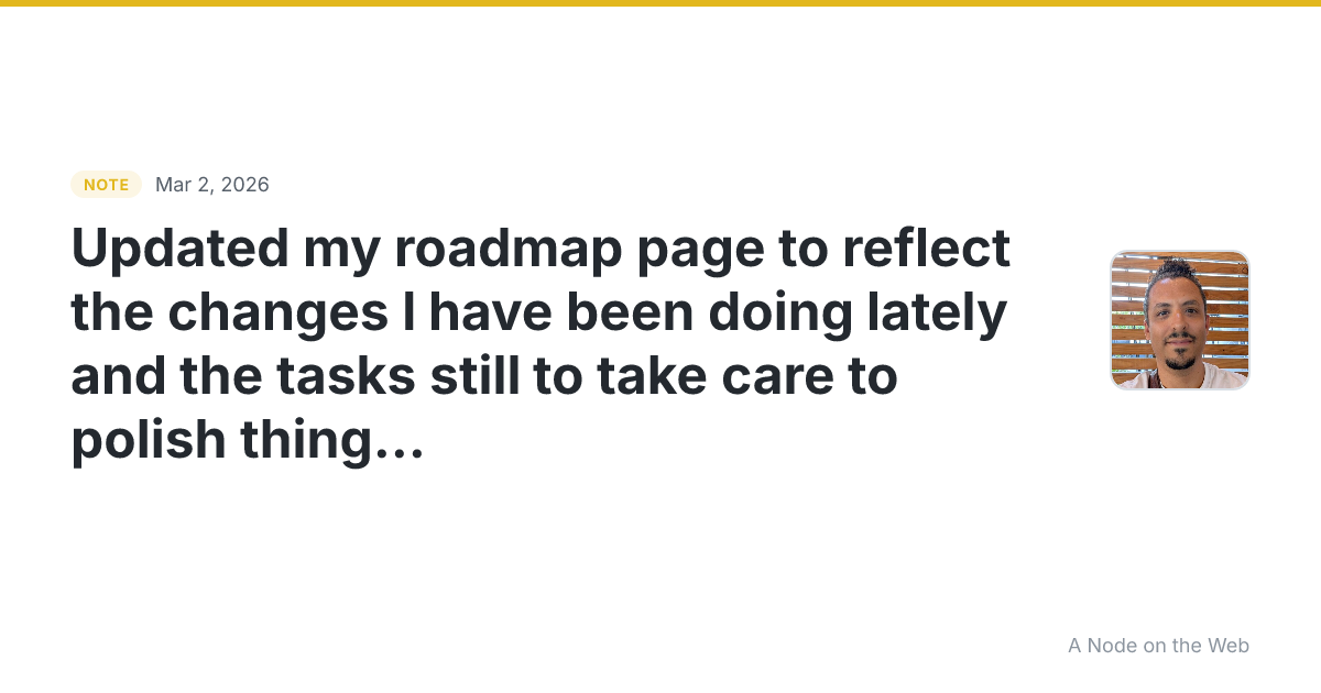 Updated my roadmap page to reflect the changes I have been d...