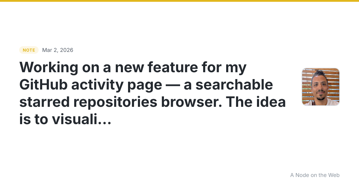 Working on a new feature for my GitHub activity page — a sea...