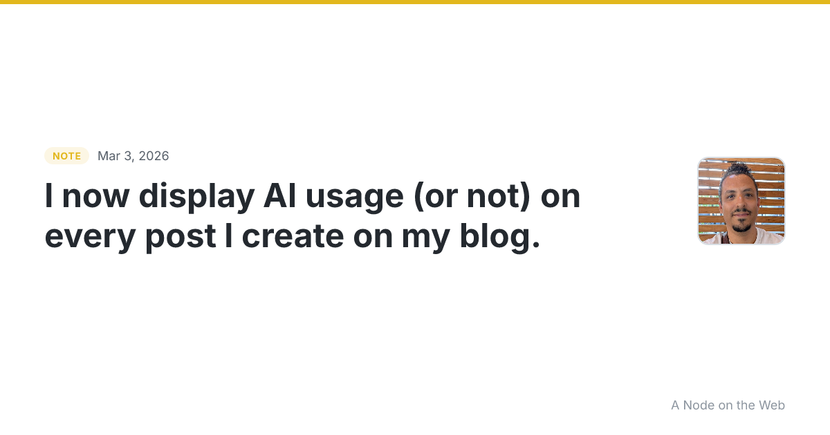 I now display AI usage (or not) on every post I create on my...