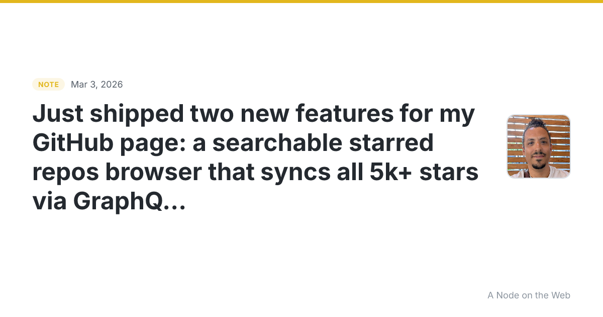 Just shipped two new features for my GitHub page : a searcha...