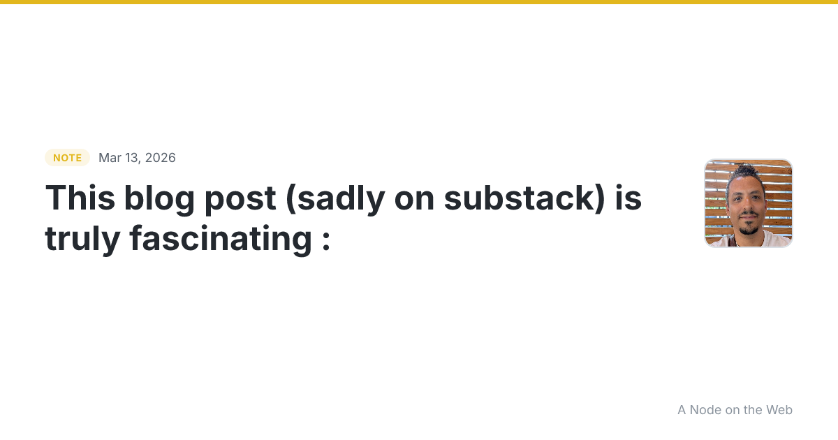 This blog post (sadly on substack) is truly fascinating : Tw...