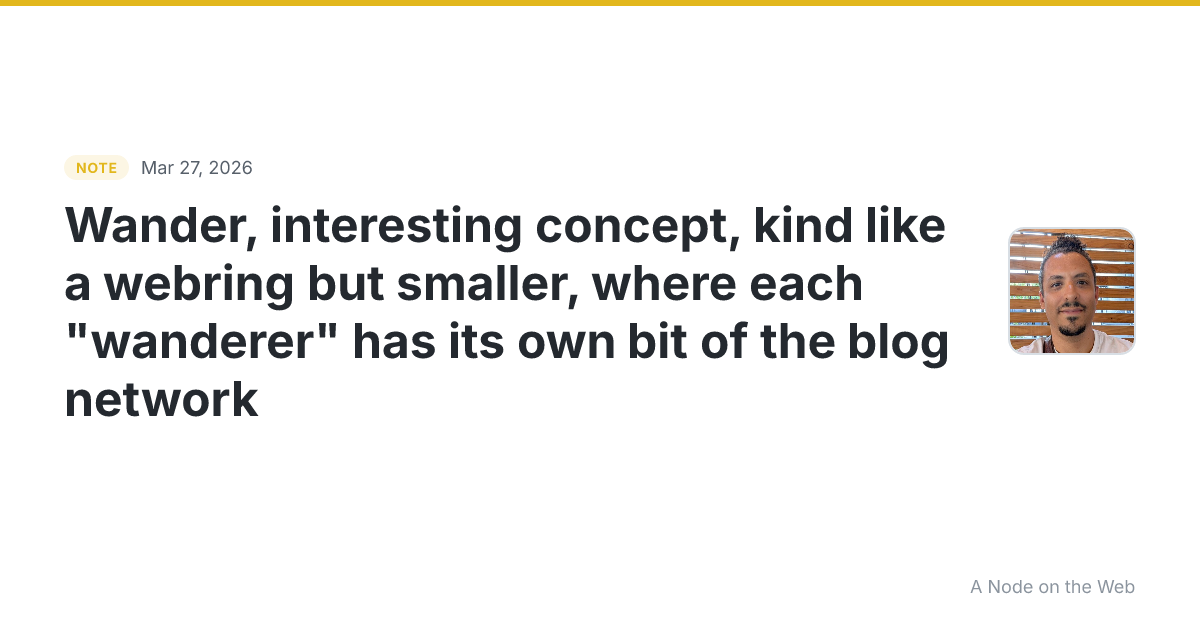 Wander , interesting concept, kind like a webring but smalle...