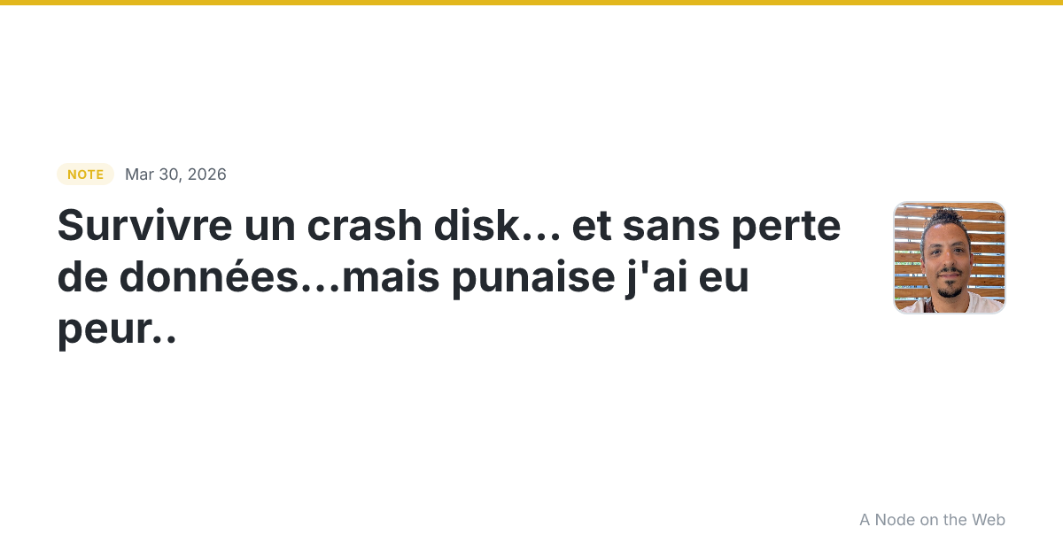 Survivre un crash disk…✅ et sans perte de données…mais punai...
