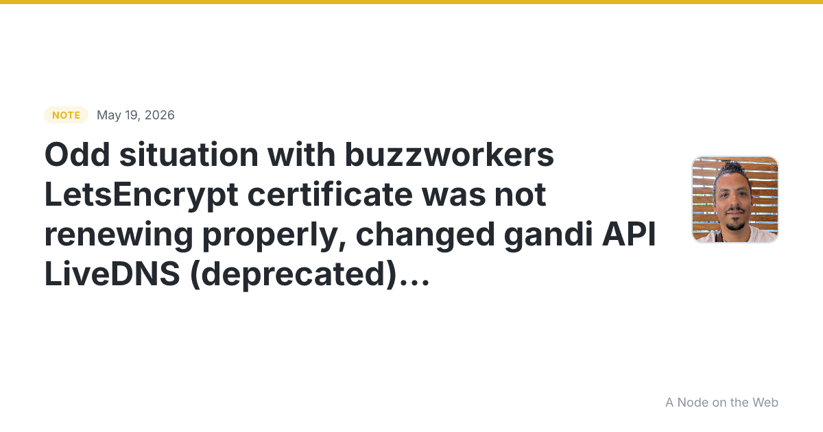 Odd situation with buzzworkers LetsEncrypt certificate was n...