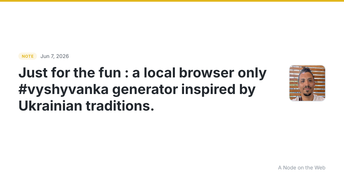 Just for the fun : a local browser only #vyshyvanka generato...