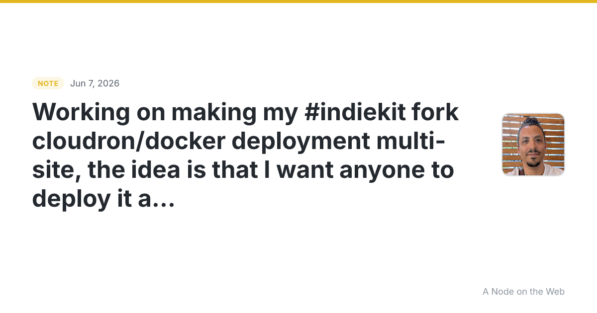 Working on making my #indiekit fork cloudron/docker deployme...