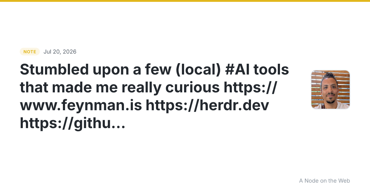 Stumbled upon a few (local) #AI tools that made me really cu...