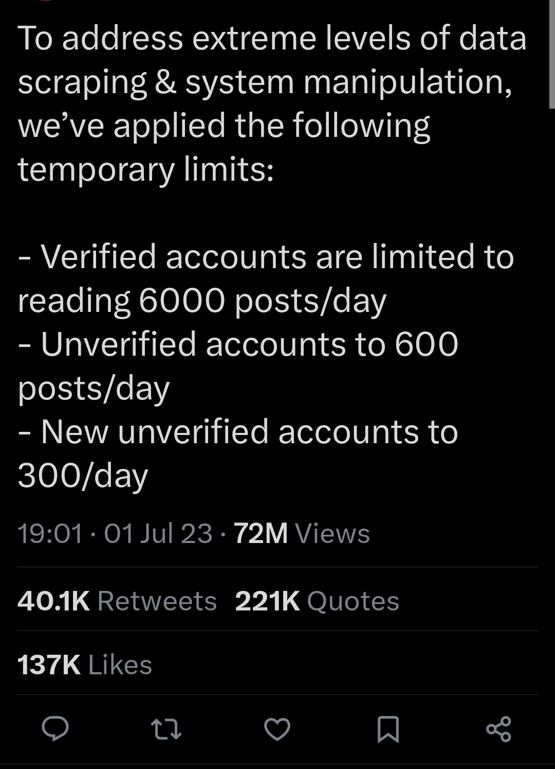 Twitter absurd limiting rules edicted by the Mollusk today 
